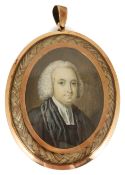 A late 18th/early 19th century portrait miniature of a gentleman on ivory