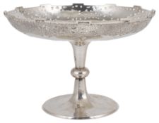 A Chinese export Wang Hing & Co. silver pedestal tazza, late 19th/early 20th century