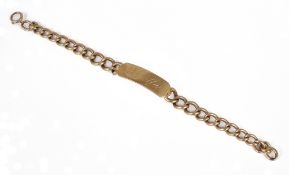 A contemporary 9ct gold curb link identity bracelet,