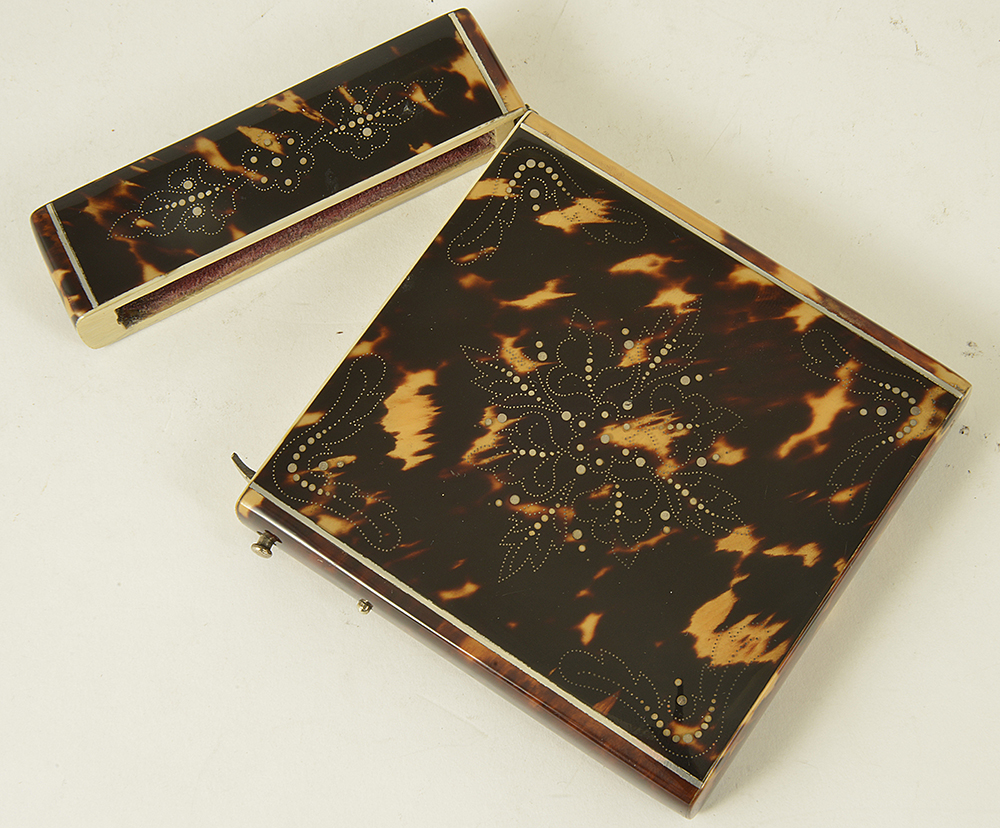 A tortoiseshell and silver card case, 19th century - Image 2 of 2