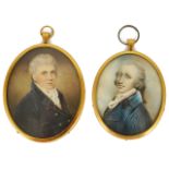 Two 19th century miniature watercolour portraits of gentlemen