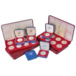 Four cased 1977 silver crown proof coins commemorating the Queen's Silver Jubilee,