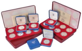 Four cased 1977 silver crown proof coins commemorating the Queen's Silver Jubilee,