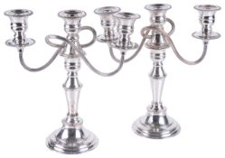 Two Regency style silver plated candelabra