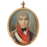 A 19th century portrait miniature on ivory of a military figure