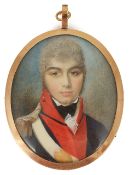 A 19th century portrait miniature on ivory of a military figure