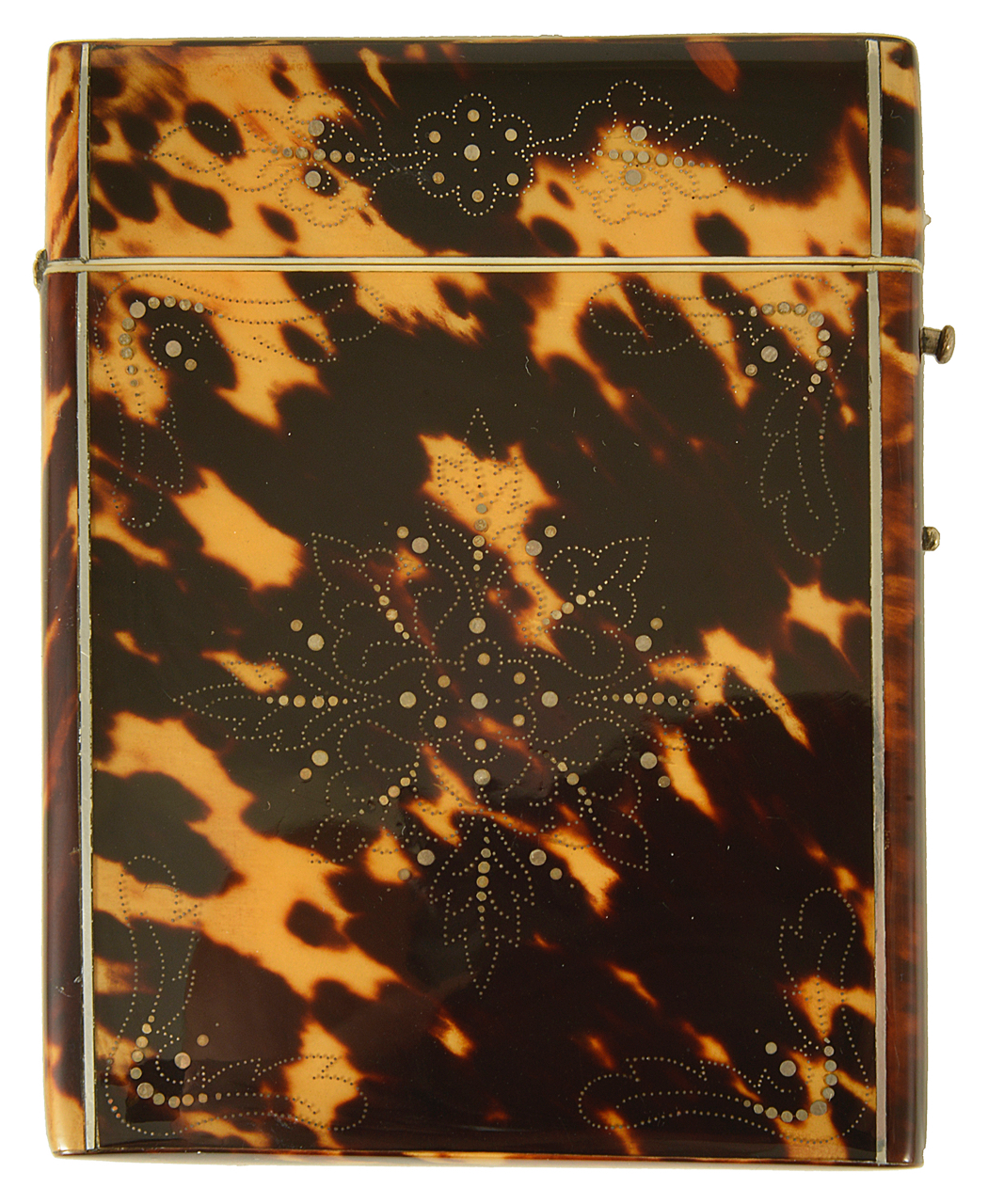 A tortoiseshell and silver card case, 19th century