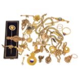 A good collection of Victorian gold earrings and other related jewellery,