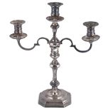 A Mappin & Webb three sconce silver candelabra, hallmarked Sheffield 1971