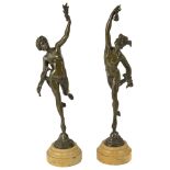 A pair of bronze figures of Mercury & Fortune, after Jean de Bologne