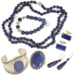 A small collection of contemporary lapis lazuli jewellery