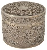 A Chinese early 20th century export silver circular box and cover,