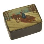 A small 19th century Russian papier mache snuff box