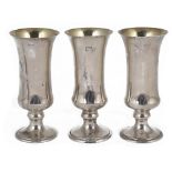 Three Mappin & Webb silver and silver gilt sherry schooners, hallmarked Birmingham 1973,