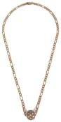 A Continental 9K gold flat link chain and bead pendant