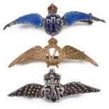 Two R.A.F. sweetheart brooches and a 'Victory' wings brooch