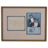 A Louis Wain postcard and written note