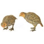 Two cold painted bronze quails, 20th century