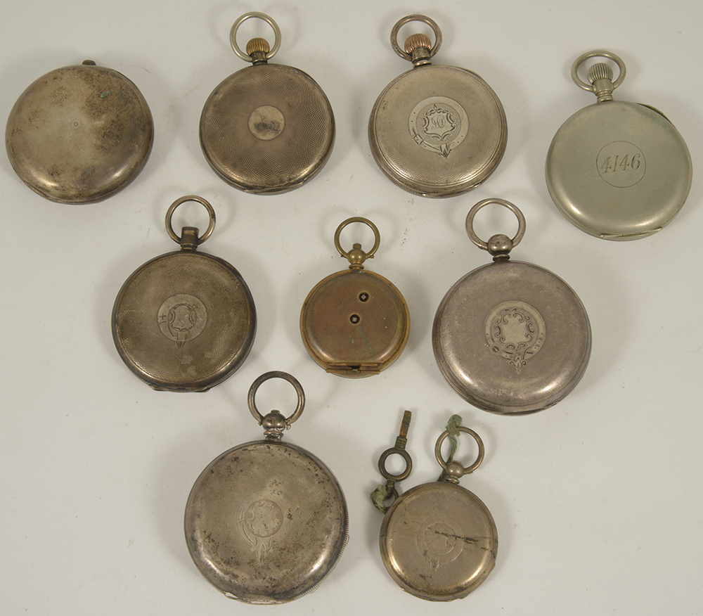 A collection of silver cased open faced pocket watches, - Image 2 of 2