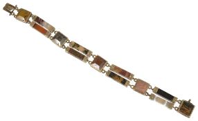 A good Victorian Scottish agate gold mounted bracelet, circa 1860,