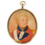 A 19th century portrait miniature on ivory of a military figure