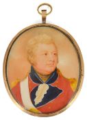 A 19th century portrait miniature on ivory of a military figure