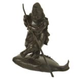 A good quality Japanese Meji period bronze figure of the God Ebisu,