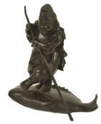 A good quality Japanese Meji period bronze figure of the God Ebisu,