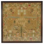 A framed Victorian sampler