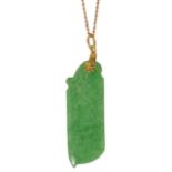 A contemporary green jadeite carved pendant