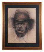 British School, mid 20th century, a charcoal on paper study of Winston Churchill