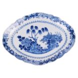 A large 18ct century Chinese export ware blue and white dishthe oval lobed porcelain platter painted