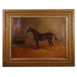 H. Whittaker Reville (British fl.1881 - 1903) 'Chestnut hunter in stable', oil on canvas