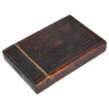 A late 19th/early 20th century tortoiseshell card casewith unusual decoration of impressed pattern