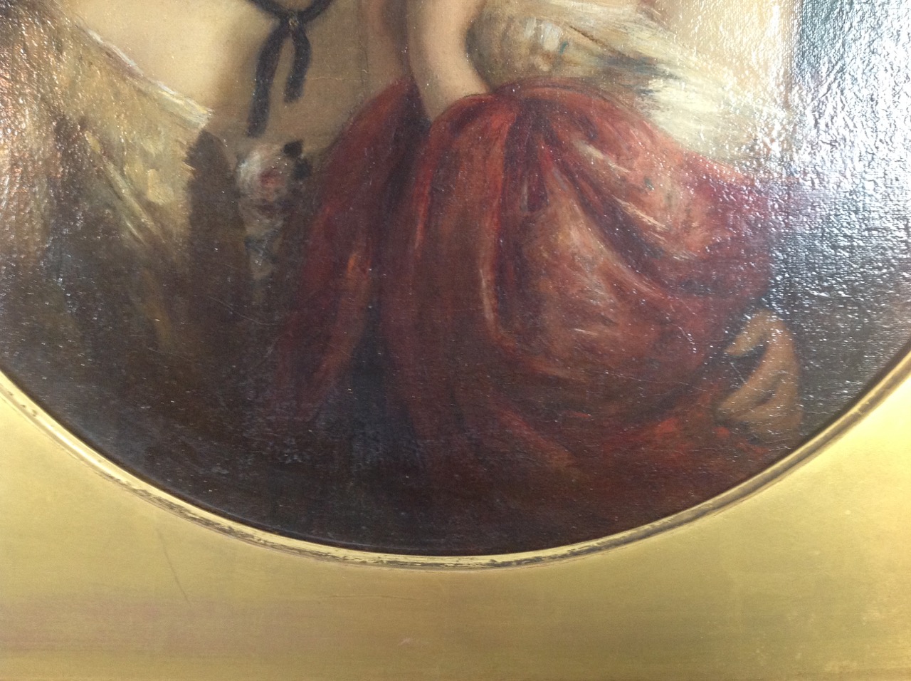 Early Victorian oil on canvas in the round 'Two girls' - Image 8 of 10