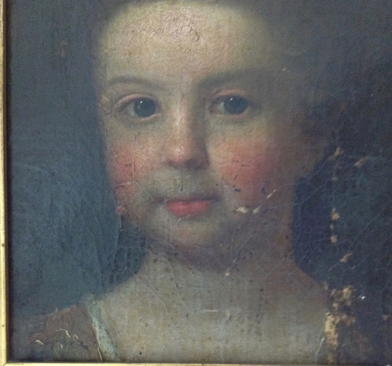 British School, 18th century 'Portrait of a young girl', oil on canvas, indistinctly signed - Image 4 of 6