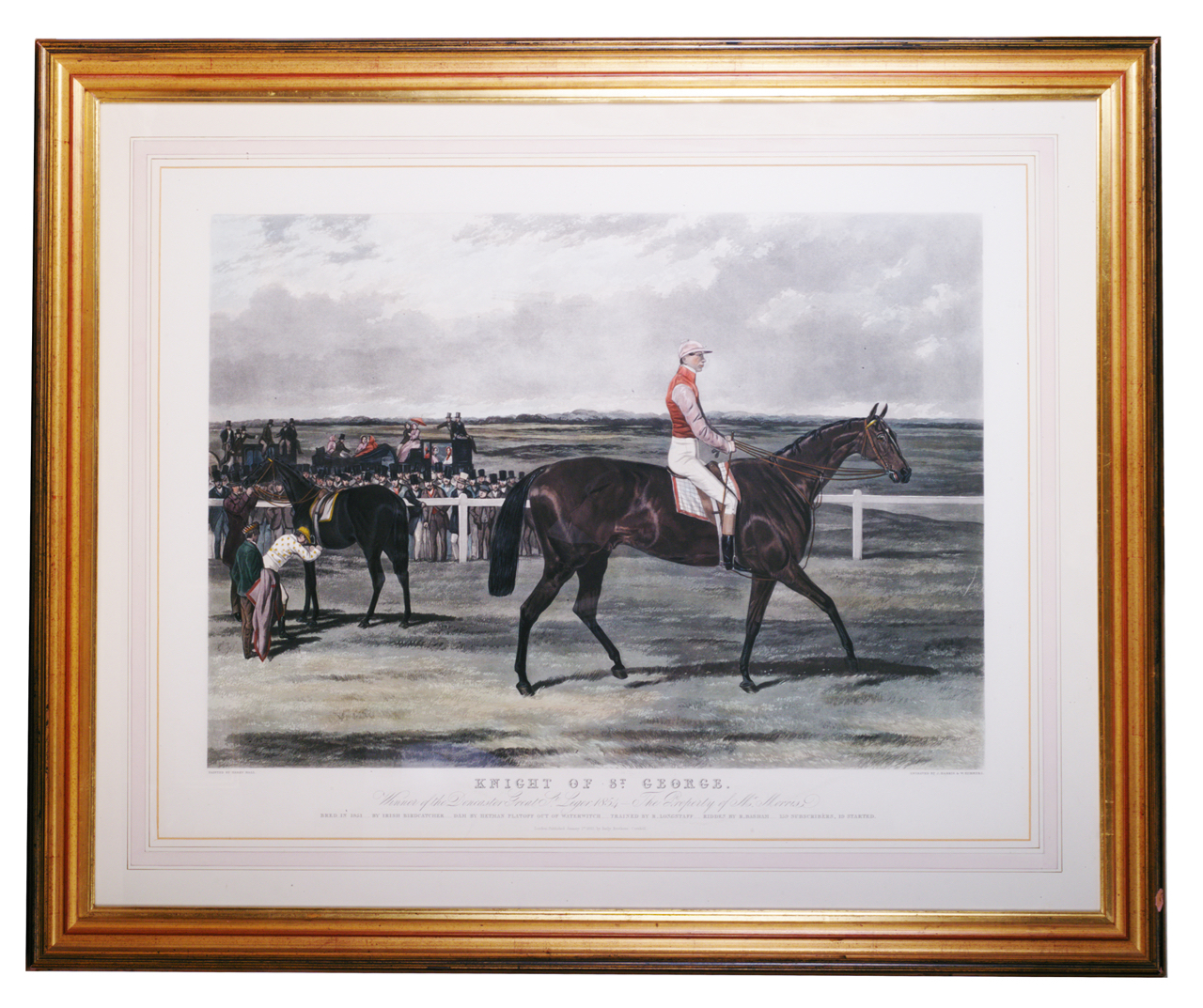 Three hand coloured prints comprising 'Knight of St George' winner of the Doncaster Great St Ledger - Image 2 of 2