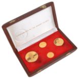 A Commonwealth of the Bahama Islands 1971 gold coin proof setin a fitted brown leather case with 100