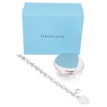 A Tiffany & Co silver heart braceletthe heart stamped Tiffany & Co 925 on cable link bracelet,
