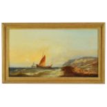 William Henry Williamson (British 1820 - 1883) 'Stormy scenes with rocky coastline', oil on canvas,