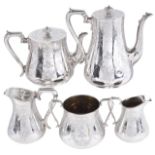 A Victorian five piece silver tea sethallmarked Sheffield 1871/1872/1873 with makers initials for