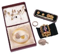 A mixed collection of mainly Victorian and Edwardian gold and other jewellery,including a