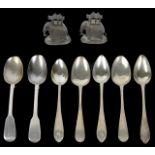 A collection of silver teaspoonsthree George IV teaspoons, hallmarked Edinburgh, makers mark IL,
