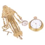 An 18th century pair cased pocket watch on an 18th century gilded chatelainethe gold cased watch