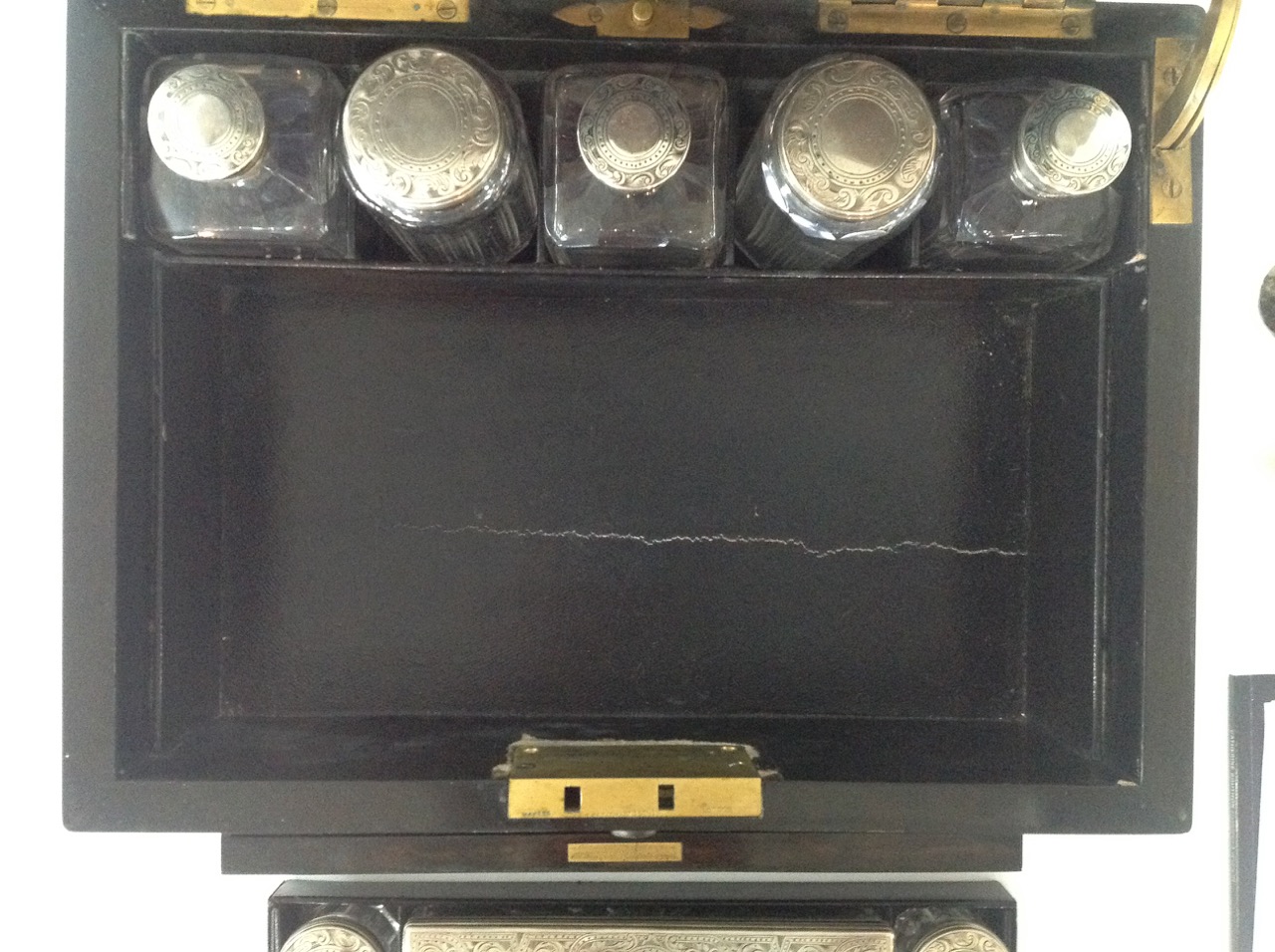 A Victorian coromandel silver ladies' travelling vanity casethe simple rectangular case opening to - Image 16 of 16