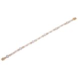 A Continental contemporary 18ct gold and diamond set fancy braceletthe alternating yellow and