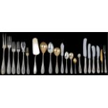 An extensive suite of German silver and silver-gilt flatware by H Meyen & Co., Berlin, late 19th