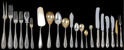 An extensive suite of German silver and silver-gilt flatware by H Meyen & Co., Berlin, late 19th