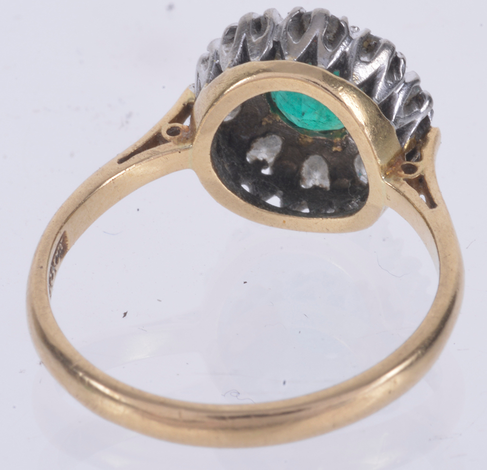 An emerald and diamond set daisy cluster ringthe central circular emerald of good colour and set - Image 2 of 2