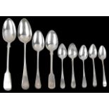 A collection of George III and Victorian silver dessert, serving and tea spoonssix Victorian